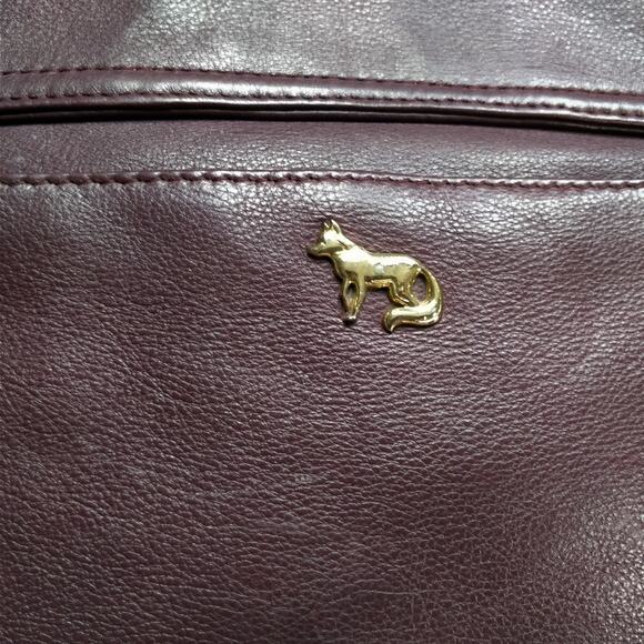 EMMA FOX Burgundy Purple Flap Leather Satchel - Picture 5 of 8